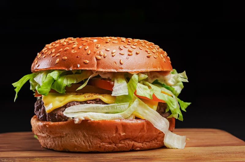 Beef Burger with lettuce, tomato, and special sauce